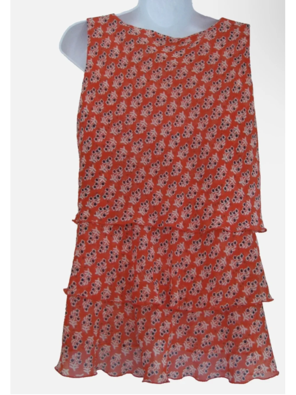 Women's Tory Burch Sleeveless Tiered Blouse, Size 2, Orange and Black